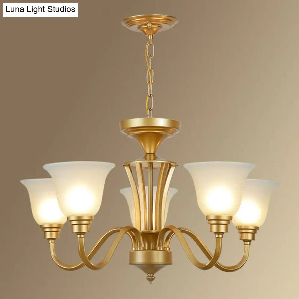 Rustic Bell Shaped Suspension Light Chandelier - Cream Glass Perfect For Dining Room