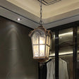 Rustic Black 1-Head Pendant Light With Water Glass Lantern For Ceiling Suspension - Perfect