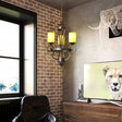 Rustic Black Dining Room Chandelier With Yellow Cylinder Glass Shade - 3-Lights Hanging Fixture