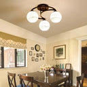 Rustic Black Glass Orb Semi Flush Mount Light: 3/6 Lights Ceiling Fixture For Dining Room 3 /