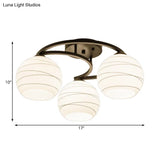 Rustic Black Glass Orb Semi Flush Mount Light: 3/6 Lights Ceiling Fixture For Dining Room