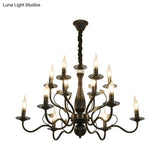 Rustic Black/Gold Metal Pendant Chandelier - 5/12/16 Lights Elegant Dining Room Ceiling Fixture