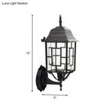 Rustic Black Metal Pavilion Sconce With Clear Glass Shade - Garden Wall Lighting Idea