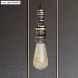 Rustic Black/Silver Wrought Iron Bare Bulb Hanging Light Fixture With Pipe - Bathroom Ceiling