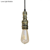 Rustic Black/Silver Wrought Iron Bare Bulb Hanging Light Fixture With Pipe - Bathroom Ceiling