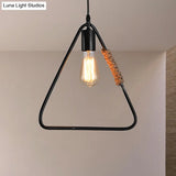 Rustic Black Triangle Hanging Ceiling Light - Industrial Farmhouse Suspension Lamp