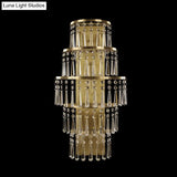 Rustic Brass Crystal Chain Wall Mounted Light Fixture - Tiered Lighting Idea With 5 Bulbs