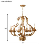 Rustic Brass Gourd Chandelier With 6 Bulbs - Perfect For Dining Room