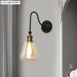 Rustic Brass Wall Mount Light Fixture With Clear Glass Bulb