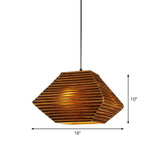 Rustic Brown Bistro Pendant Lighting With Geometric/Cylinder/Bellied Corrugated Paper Shade / B