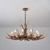 Rustic Brown Resin Antler Chandelier Ceiling Light With Candle Design - Authentic Look 10 / B