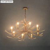 Rustic Brown Resin Antler Chandelier Ceiling Light With Candle Design - Authentic Look