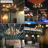 Rustic Brown Resin Antler Chandelier Ceiling Light With Candle Design - Authentic Look
