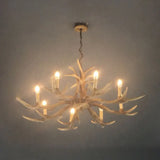 Rustic Brown Resin Antler Chandelier Ceiling Light With Candle Design - Authentic Look 8 / D