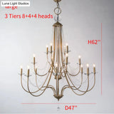 Rustic Candlestick Chandelier with Crystal Strand – Elegant Metallic Hanging Light Kit