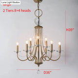 Rustic Candlestick Chandelier with Crystal Strand – Elegant Metallic Hanging Light Kit
