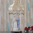 Rustic Ceramic Table Lamp With Fabric Shade | Countryside Couple Design Beige