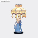 Rustic Ceramic Table Lamp With Fabric Shade | Countryside Couple Design