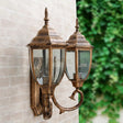 Rustic Clear Glass Urn Wall Sconce Lamp - 2 Bulb Lighting For Lodges With Twisted Arm Rust