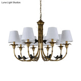 Rustic Cone Fabric Hanging Chandelier - White 3/6/8 Lights Suspension Pendant For Living Room