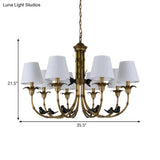 Rustic Cone Fabric Hanging Chandelier - White 3/6/8 Lights Suspension Pendant For Living Room