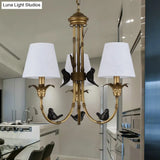 Rustic Cone Fabric Hanging Chandelier - White 3/6/8 Lights Suspension Pendant For Living Room