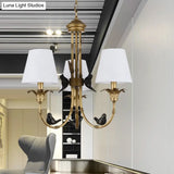 Rustic Cone Fabric Hanging Chandelier - White 3/6/8 Lights Suspension Pendant For Living Room