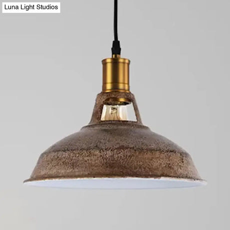 Rustic Copper/Beige/Rust/Gray Barn Pendant Light – Farmhouse-Wrought Iron 1-Light Fixture For