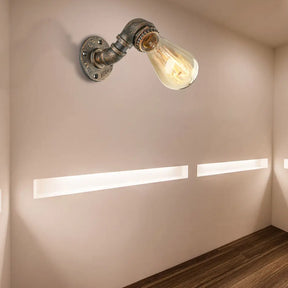 Rustic Copper/Bronze Wrought Iron Sconce Wall Light - Industrial Pipe Design Stairway Lighting (1