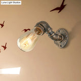 Rustic Copper/Bronze Wrought Iron Sconce Wall Light - Industrial Pipe Design Stairway Lighting (1