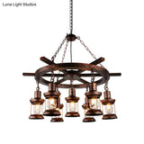 Rustic Copper Kerosene Chandelier Pendant Light Fixture With 5/7 Lights