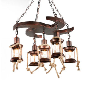 Rustic Copper Kerosene Chandelier Pendant Light Fixture With 5/7 Lights 5 / Weathered