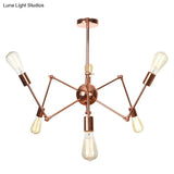 Rustic Copper Sputnik Pendant Chandelier - Indoor Light Fixture With 6/8/10 Lights