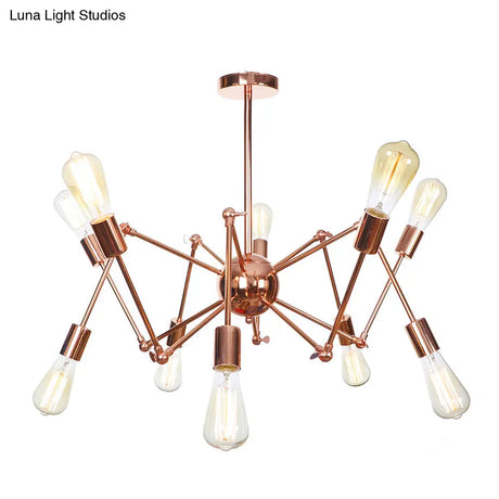 Rustic Copper Sputnik Pendant Chandelier - Indoor Light Fixture With 6/8/10 Lights