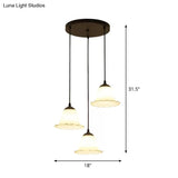 Rustic Cream Glass 3-Bulb Black Pendant Light - Flower-Inspired Dining Room Hanging Fixture
