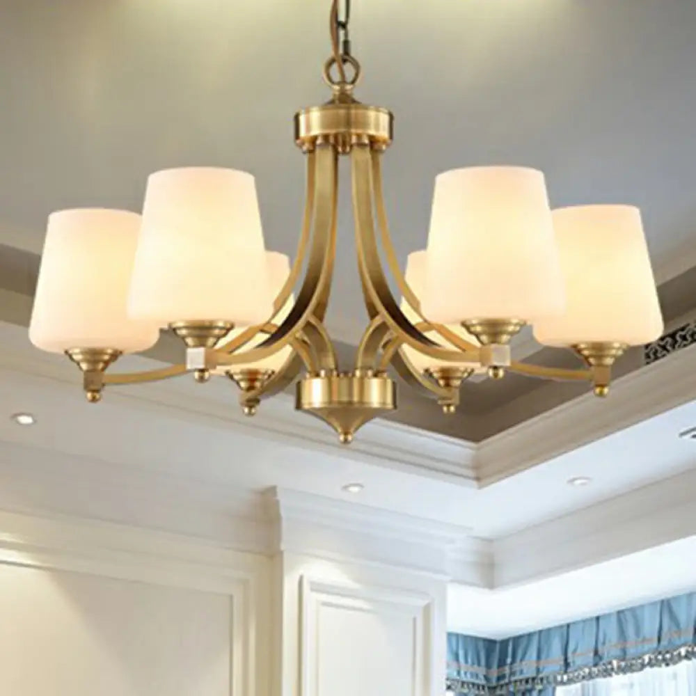 Rustic Cream Glass Gold Bud Chandelier Pendant Light For Living Room 6 /