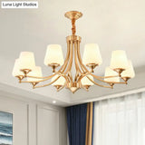 Rustic Cream Glass Gold Bud Chandelier Pendant Light For Living Room