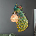 Rustic Crystal Ball Sconce: Peacock & Rose Decor Single Bulb Wall Mounted Light In White/Blue/Green