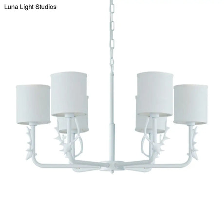 Rustic Cylinder Suspension Light Chandelier With Antlers - Living Room Décor