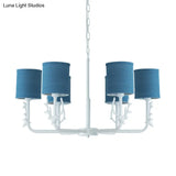 Rustic Cylinder Suspension Light Chandelier With Antlers - Living Room Décor