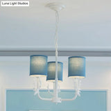 Rustic Cylinder Suspension Light Chandelier With Antlers - Living Room Décor