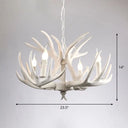 Rustic Deer Horn Chandelier For Living Room - Resin Suspension Lighting Fixture 7 / White