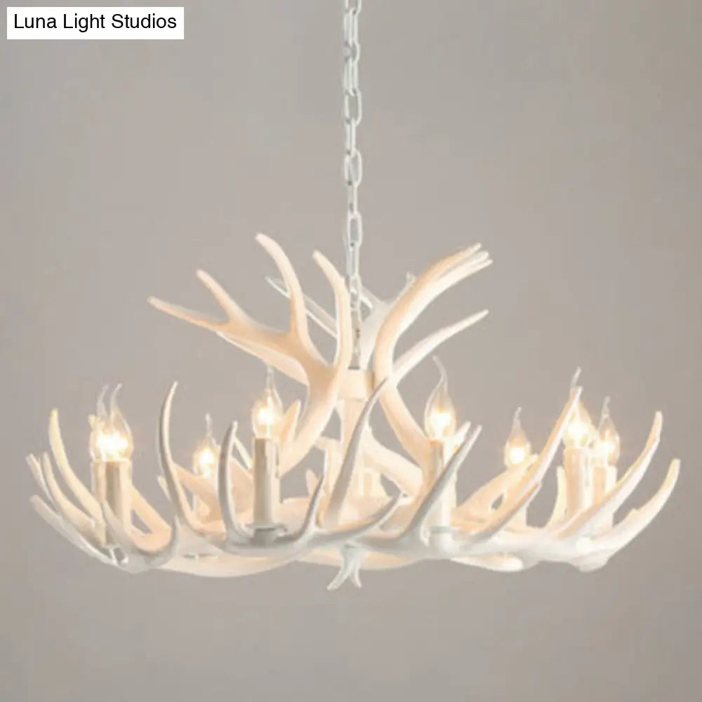 Rustic Deer Horn Resin Chandelier - Dining Room Suspension Light Fixture