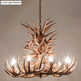 Rustic Deer Horn Resin Chandelier - Dining Room Suspension Light Fixture