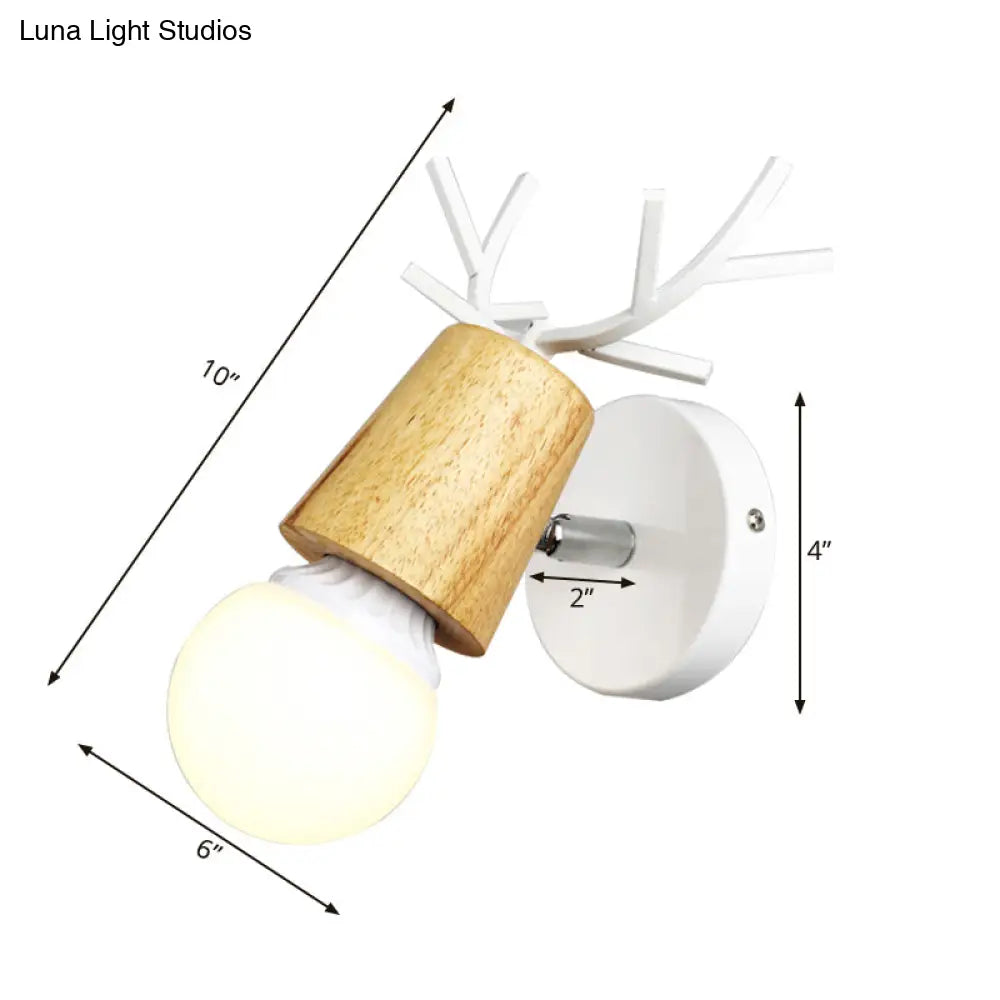 Rustic Deer Horn Wall Light - Study Room Sconce Metal Finish