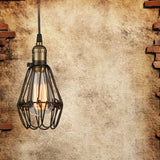 Rustic Diamond Cage Hanging Light Pendant For Restaurants - 1 Head Wrought Iron Design In