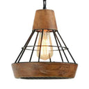 Rustic Diamond Cage Pendant Lamp - Wood And Metal Single Light For Kitchen Brown