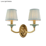Rustic Drum Wall Mount Light - Countryside 1/2-Head Sconce Lamp In Brass