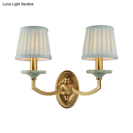 Rustic Drum Wall Mount Light - Countryside 1/2-Head Sconce Lamp In Brass