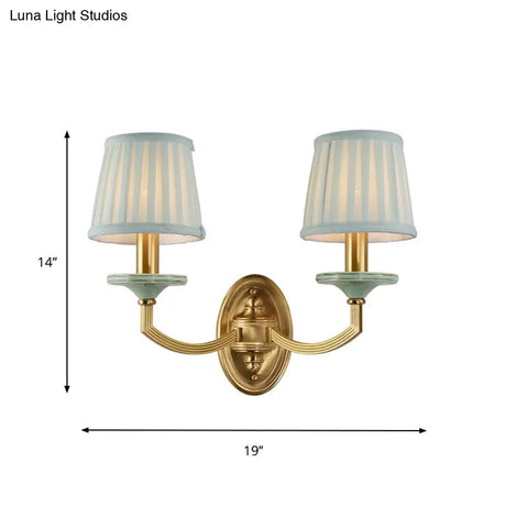 Rustic Drum Wall Mount Light - Countryside 1/2-Head Sconce Lamp In Brass